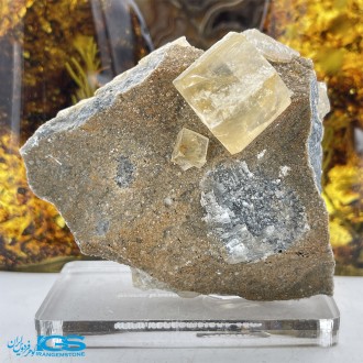 سنگ فلوریت زرد بلور کلکسیونی yellow fluorite
