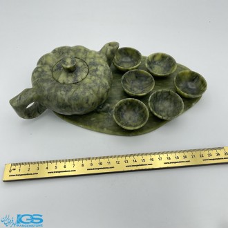 ست قوری و فنجون سنگ یشم (جید) stone jade