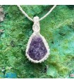 گردنبند سنگ آمیتیست  بند بافت مکرومه فری سایز Amethyst and