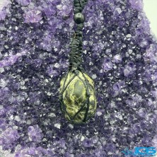گردنبند سنگ گارنت سبز بافت مکرومه با بند بافت Garnet نارسنگ