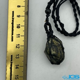 گردنبند سنگ گارنت سبز بافت مکرومه با بند بافت Garnet نارسنگ