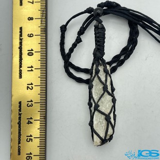 گردنبند سنگ کونزیت بافت مکرومه با بند فری سایز Kunzite