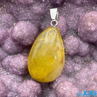 گردنبند سنگ روتیل طلایی کوارتز روتایل rutile quartz