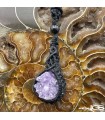 گردنبند ژئود سنگ آمیتیست برزیل بند بافت مکرومه فری سایز Amethyst