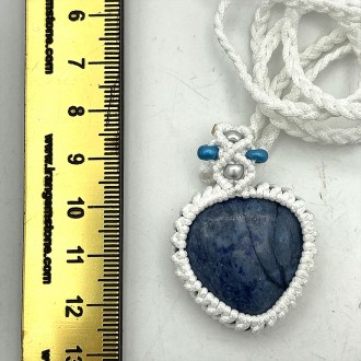 گردنبند سنگ لاجورد مکرومه بافی با بند فری سایز افغانستان Lapis lazuli