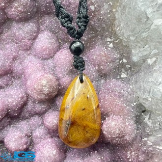 گردنبند سنگ روتیل طلایی کوارتز روتایل rutile quartz