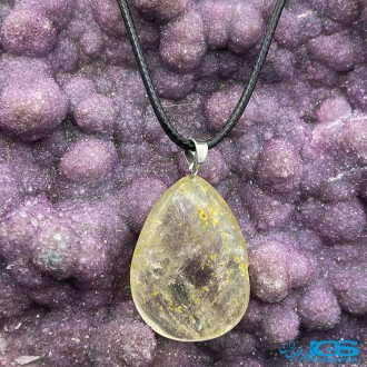 گردنبند سنگ روتیل طلایی کوارتز روتایل rutile quartz