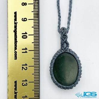 گردنبند سنگ یشم (جید) مرمر سبز بافت مکرومه فری سایز stone jade
