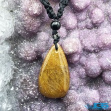 گردنبند سنگ روتیل طلایی کوارتز روتایل rutile quartz