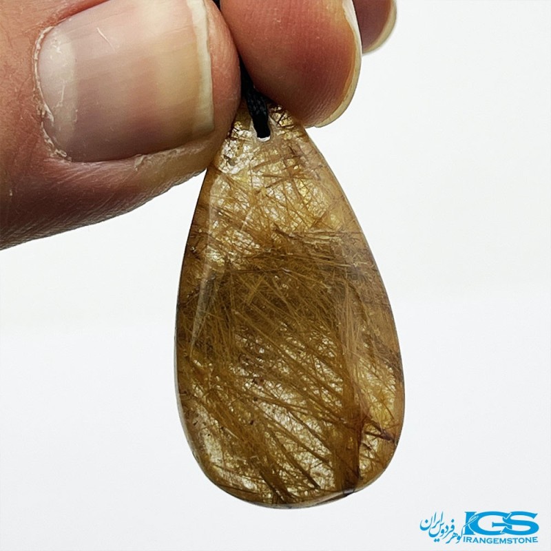 گردنبند سنگ روتیل طلایی کوارتز روتایل rutile quartz