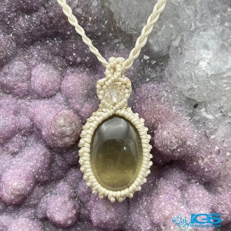 گردنبند سنگ سیترین لیمو کوارتز بند بافت مکرومه فری سایز Citrine