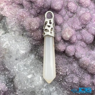 گردنبند منشور سنگ عقیق سفید AGATE