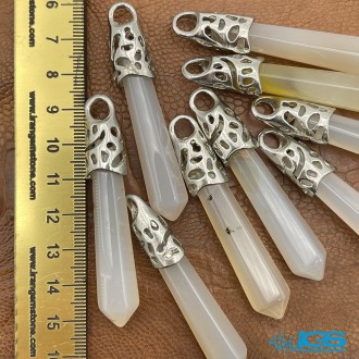 گردنبند منشور سنگ عقیق سفید AGATE