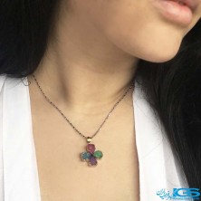 گردنبند راف کریستال کوارتز طرح گل Crystal Quartz