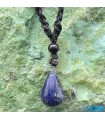 گردنبند سنگ لاجورد افغانستان تراش اشک با بند مکرومه Lapis lazuli