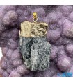 گردنبند سنگ کیانیت راف تراش نخورده با آب کاری طلا بدون بند Kyanite