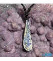گردنبند سنگ آزوریت با بند مکرومه بافی کلکسیونی تکه ایی از بهشت Azurite