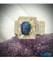 انگشتر نقره اوپال آبی تراش دامله با سنگ silver ring opal and