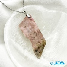 گردنبند سنگ رودونیت انرژی سنگ عشق با بافت مکرومه Rhodonite