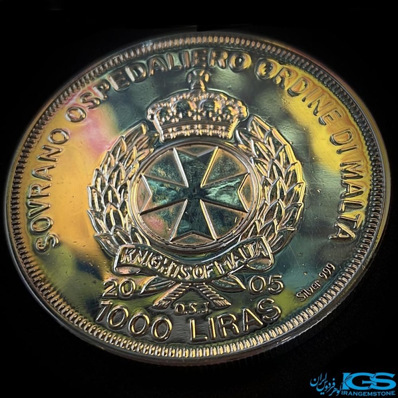سکه یادبود 2005 مالت جشن پادشاهی مالتا Malta Silver coin 1000 Liras 2005 TAJ MAHAL