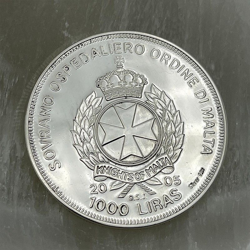 سکه یادبود 2005 مالت جشن پادشاهی مالتا Malta Silver coin 1000 Liras 2005 TAJ MAHAL