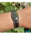 دستبند سنگ لابرادوریت با بند چرم طبیعی Labradorite
