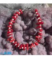 دستبند سنگ مرجان قرمز با مروارید coral