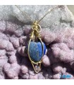گردنبند سنگ لاجورد ترش قلب افغانستان با زنجیر بافت مس Lapis lazuli