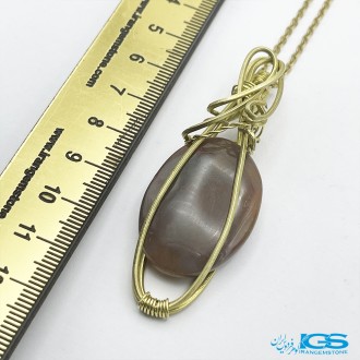 گردنبند سنگ جاسپر بافت مس با زنجیر Jasper