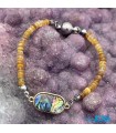 دستبند سنگ اوپال و پوست صدف opal