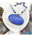 گردنبند سنگ لاجورد نقره با ریسه لاجورد افغانستان بدون بند Lapis lazuli