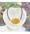 دستبند سنگ عقیق زرد یمن یا سنگ شرف الشمس بند فری سایز AGATE