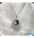 گردنبند سنگ آمیتیست برزیل با زنجیر دست هامسا AMETHYST