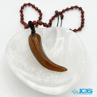 گردنبند سنگ عقیق کارنلین تراش دندان گرگ