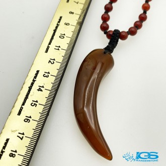 گردنبند سنگ عقیق کارنلین تراش دندان گرگ