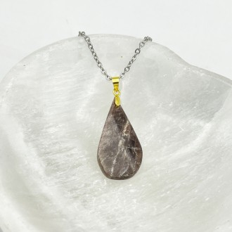 گردنبند سنگ کوارتزدودی بدون زنجیر Smoky Quartz