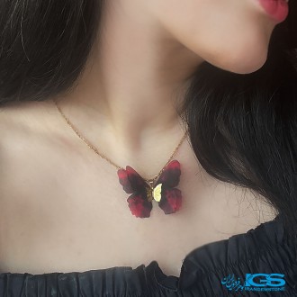 گردنبند طلا مدل پروانه پارچه ایی 130 سوت