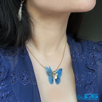 گردنبند طلا مدل پروانه پارچه ایی 130 سوت Butterfly gold necklace