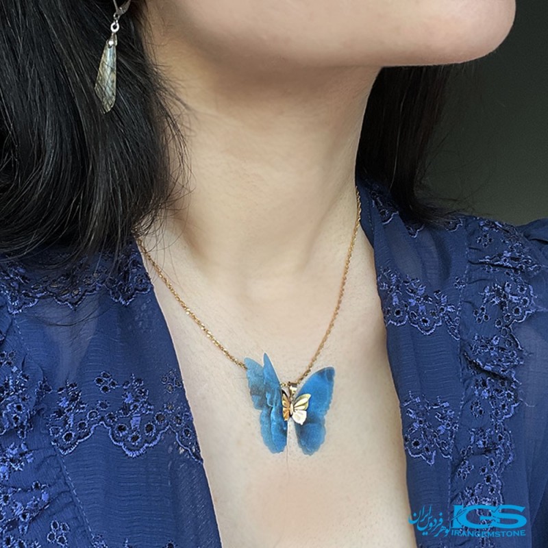 گردنبند طلا مدل پروانه پارچه ایی 130 سوت Butterfly gold necklace