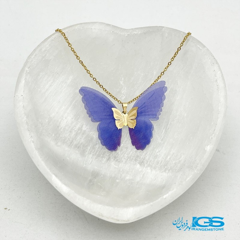 گردنبند طلا مدل پروانه پارچه ایی 130 سوت Butterfly gold necklace
