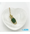 گردنبند سنگ یشم سبز جنس برنج بازنجیر استیل jade