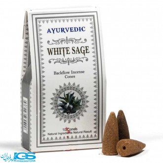 عود مخروطی آبشاری وایت سیج  white sageدست ساز برند ayurvedic