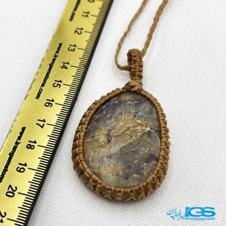 گردنبند سنگ فلوریت بنفش بافت مکرومه فلئوریت Fluorite