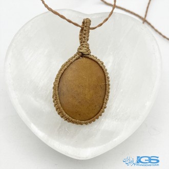 گردنبند سنگ جید زرد بافت مکرومه STONE JADE