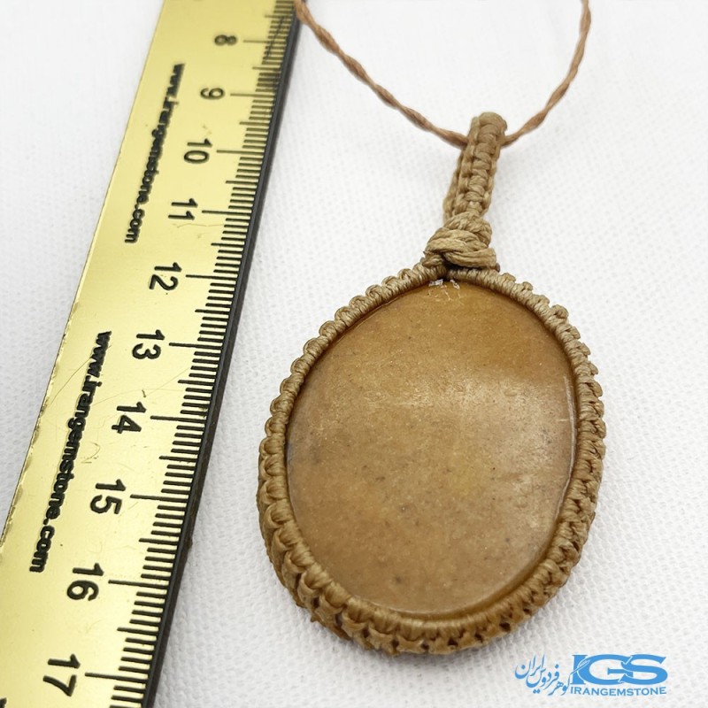گردنبند سنگ جید زرد بافت مکرومه STONE JADE
