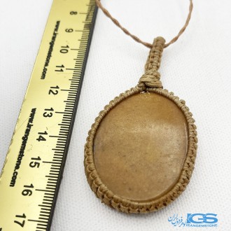 گردنبند سنگ جید زرد بافت مکرومه STONE JADE