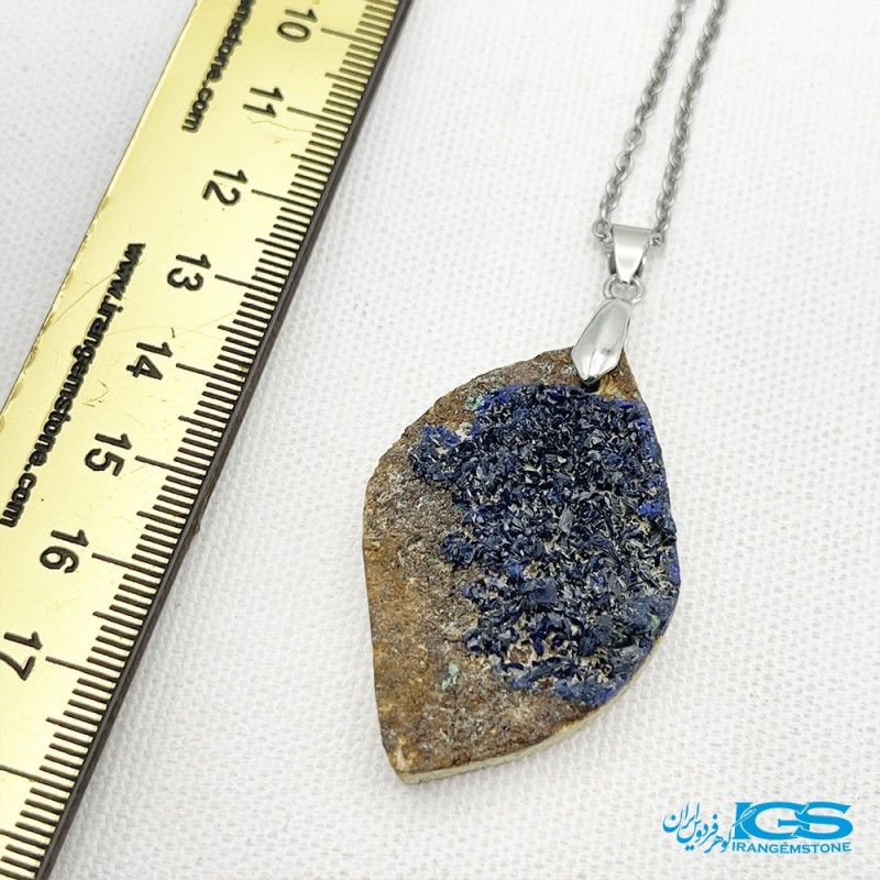 گردنبند سنگ آزوریت راف تکه ایی از بهشت بدون زنجیر Azurite