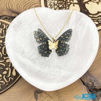 گردنبند طلا مدل پروانه پارچه ایی 130 سوت Butterfly gold necklace
