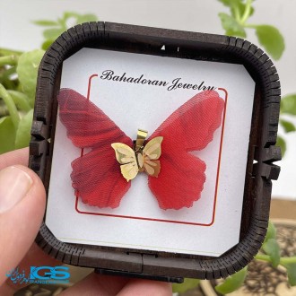 گردنبند طلا مدل پروانه پارچه ایی 130 سوت Butterfly gold necklace