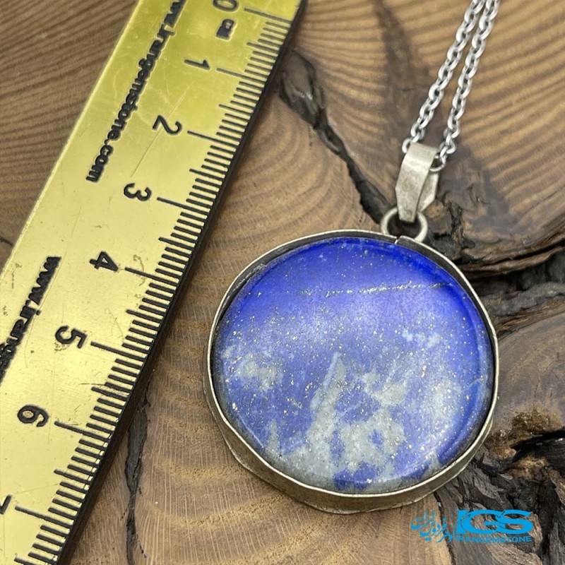 گردنبند سنگ لاجورد افغانستان فریم نقره Lapis lazuli